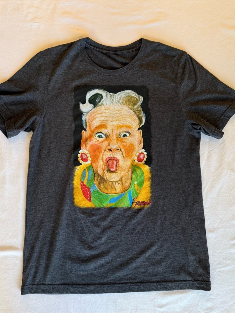 Granny Tongue Graphic Art Tee Unisex Large Novelty D.F. Demarelle Lafayette LA